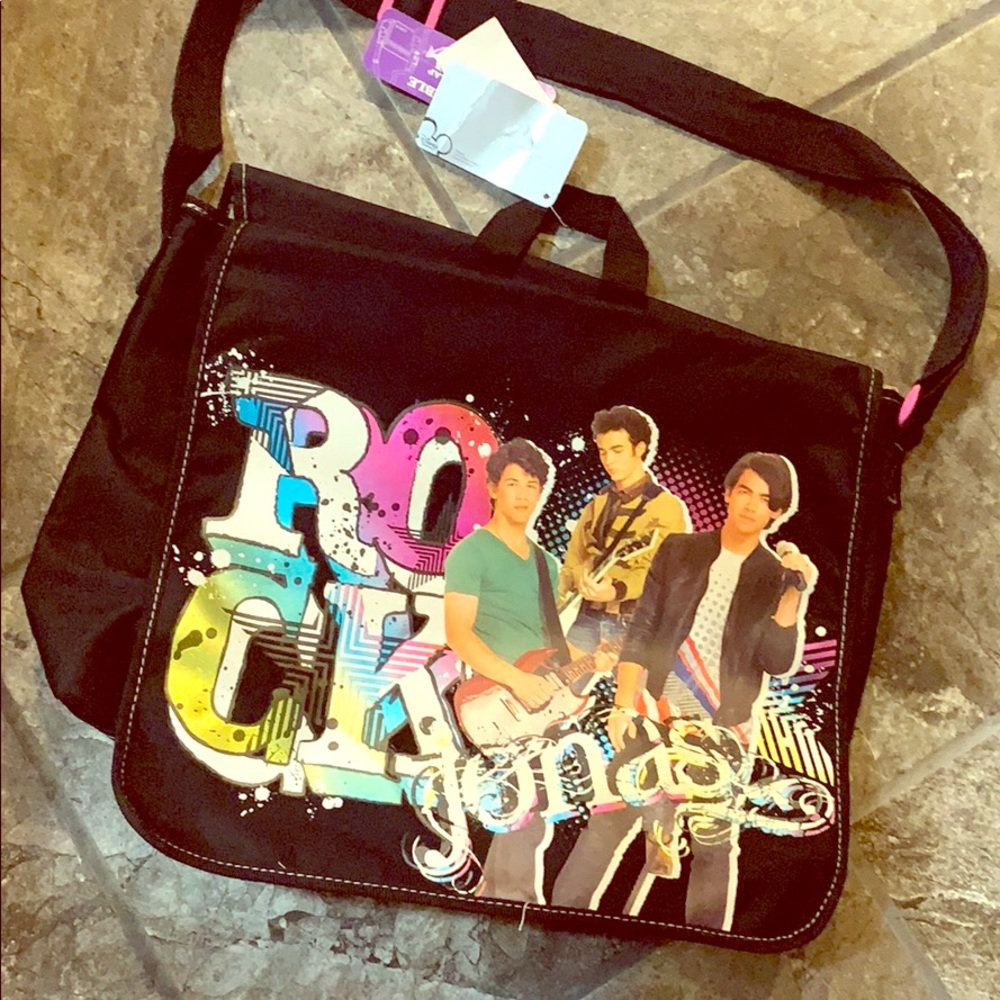 Jonas brothers reversible flap messenger bag